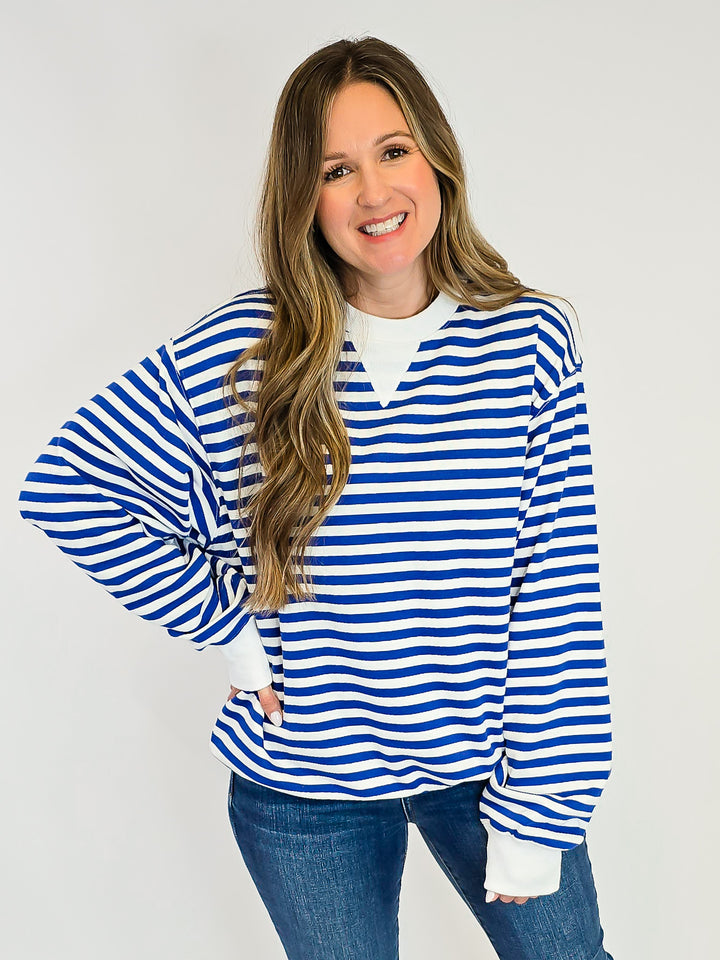 CLASSIC STRIPED PULLOVER - BLUE COMBO