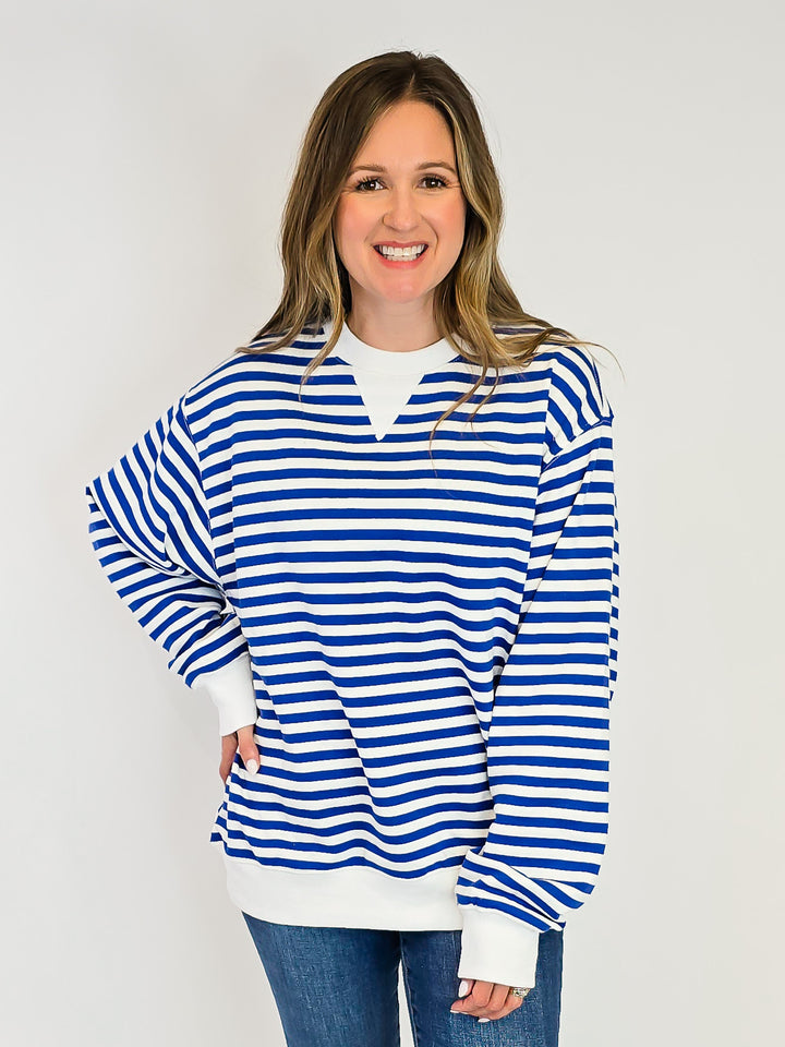 CLASSIC STRIPED PULLOVER - BLUE COMBO
