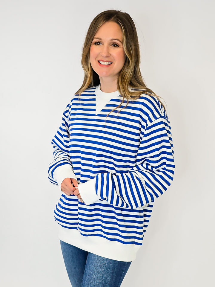 CLASSIC STRIPED PULLOVER - BLUE COMBO