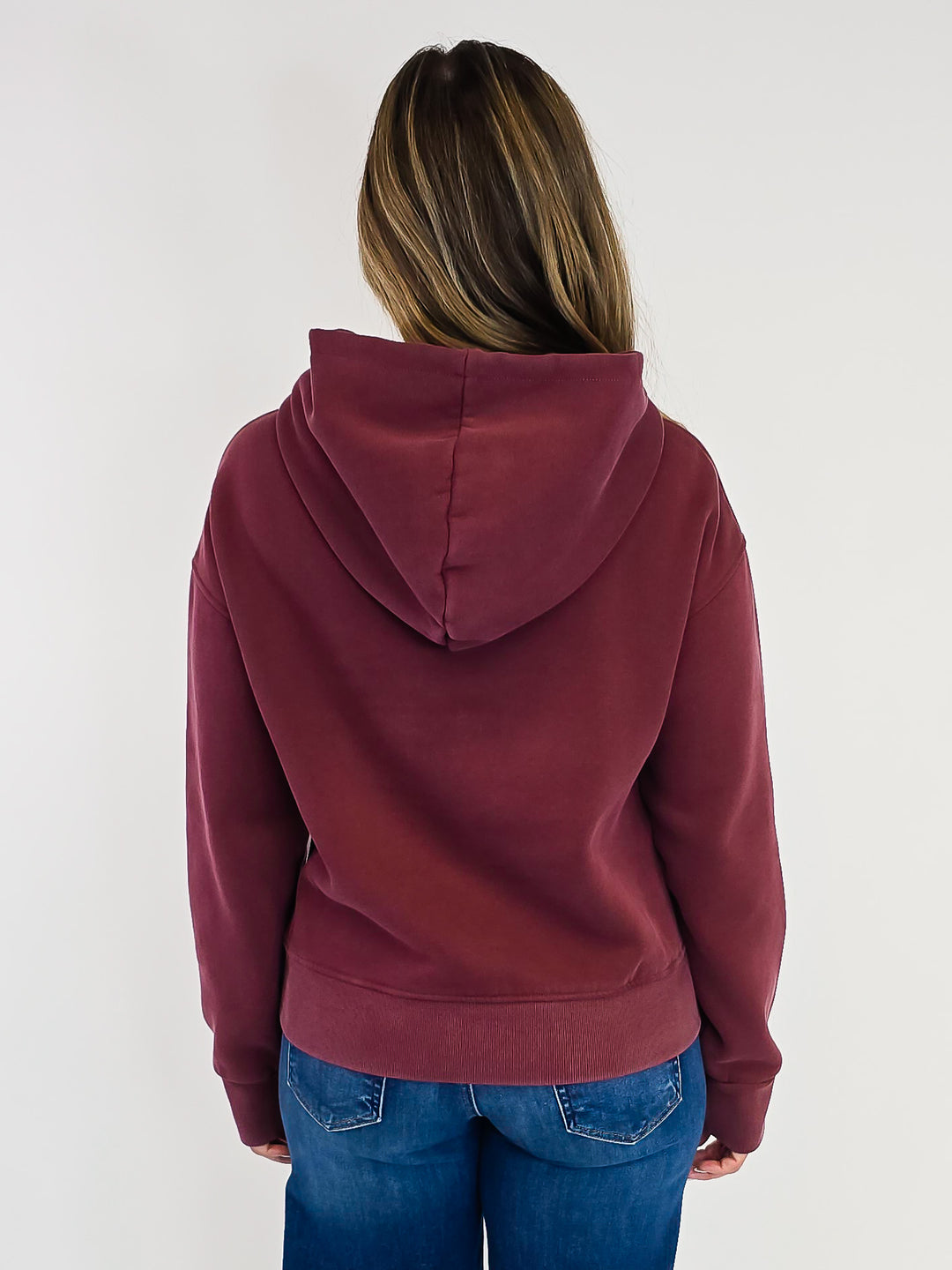 LONG SLEEVE CORI HOODIE - WASHED BURGUNDY