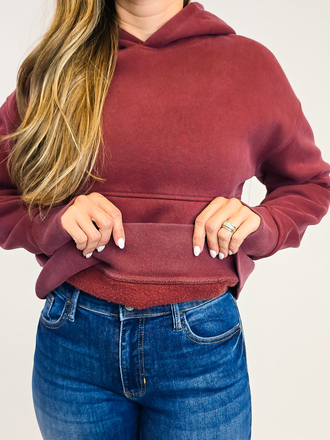 LONG SLEEVE CORI HOODIE - WASHED BURGUNDY