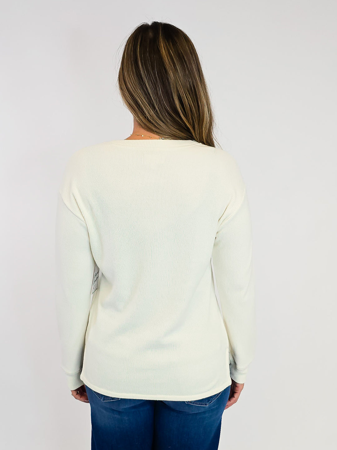 LONG SLEEVE SOFT TEXTURED ETHEL TOP - IVORY