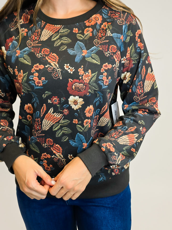 FLORAL PRINTED SWEATSHIRT - CHARCOAL