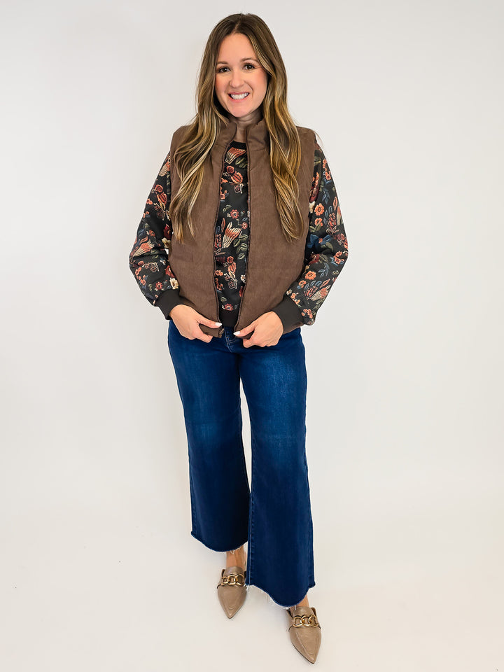 FLORAL PRINTED SWEATSHIRT - CHARCOAL