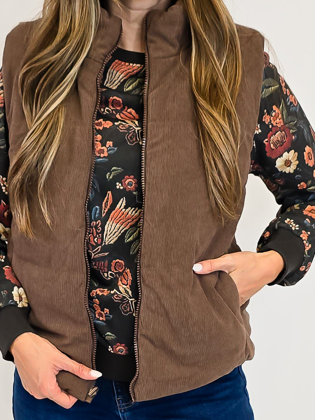 FLORAL PRINTED SWEATSHIRT - CHARCOAL