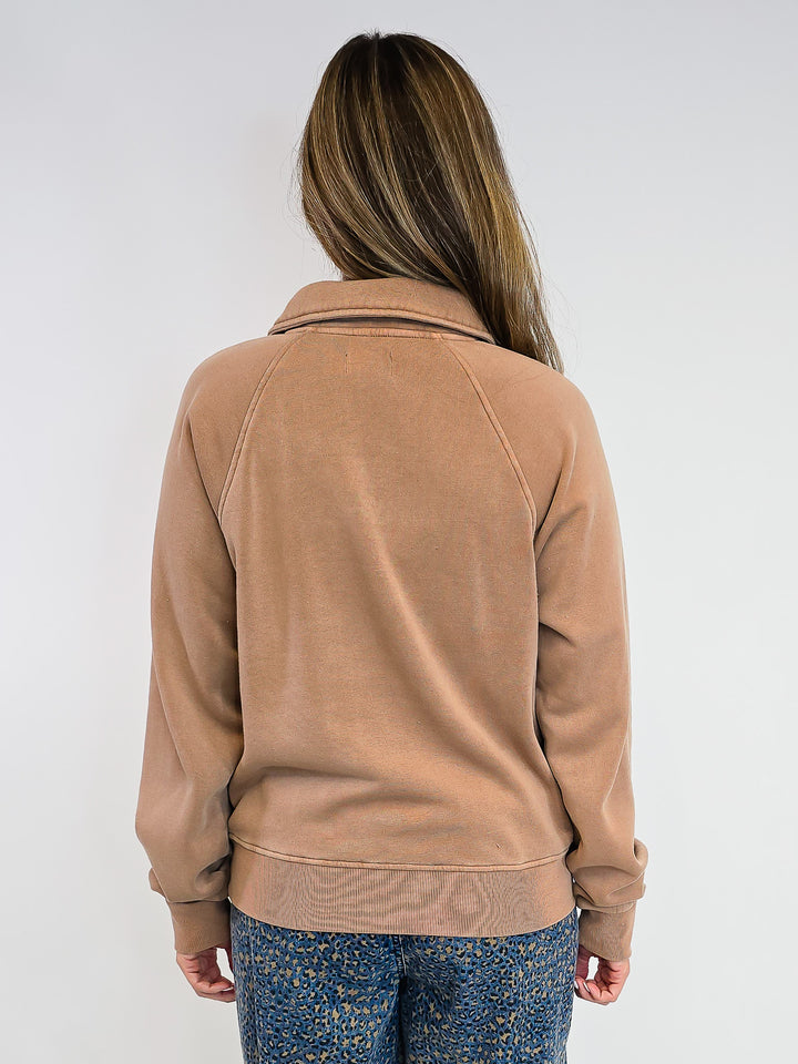 LONG SLEEVE COLLARED PRISCILLA PULLOVER - LIGHT UMBER