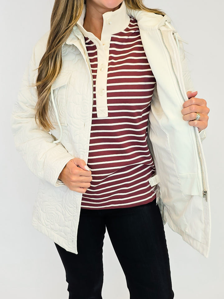 TWOFER HOODIE QUILTED JACKET - IVORY