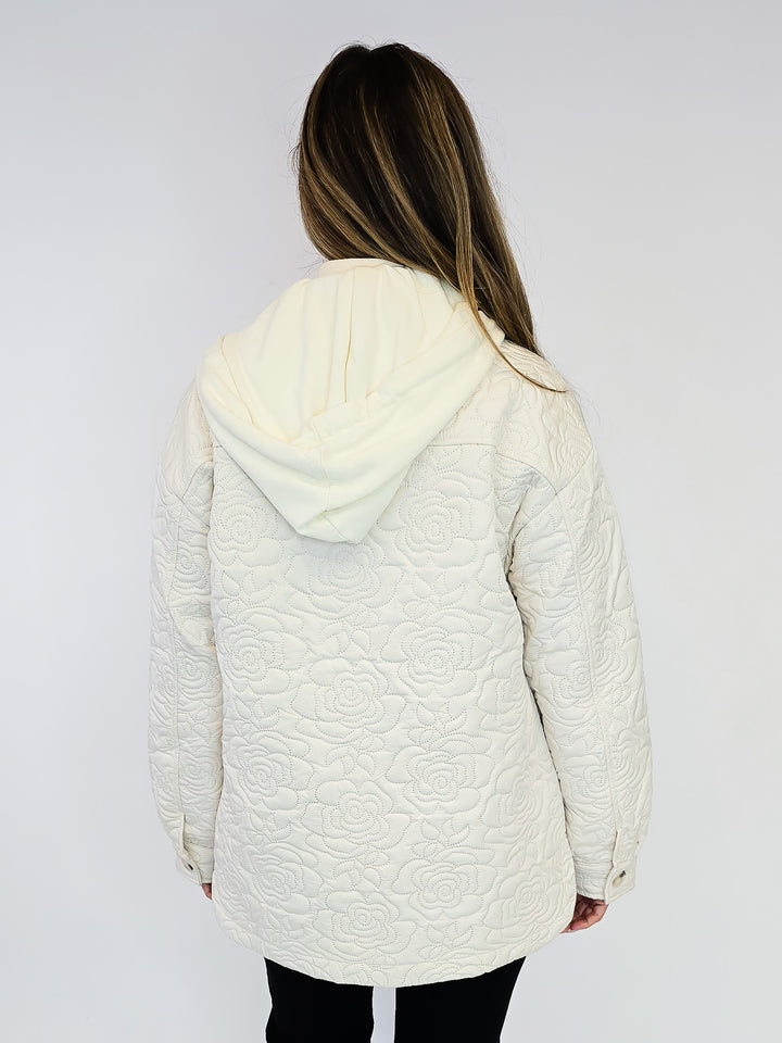 TWOFER HOODIE QUILTED JACKET - IVORY