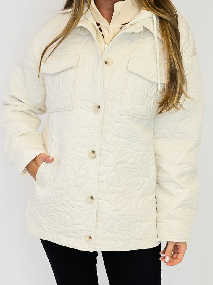 TWOFER HOODIE QUILTED JACKET - IVORY