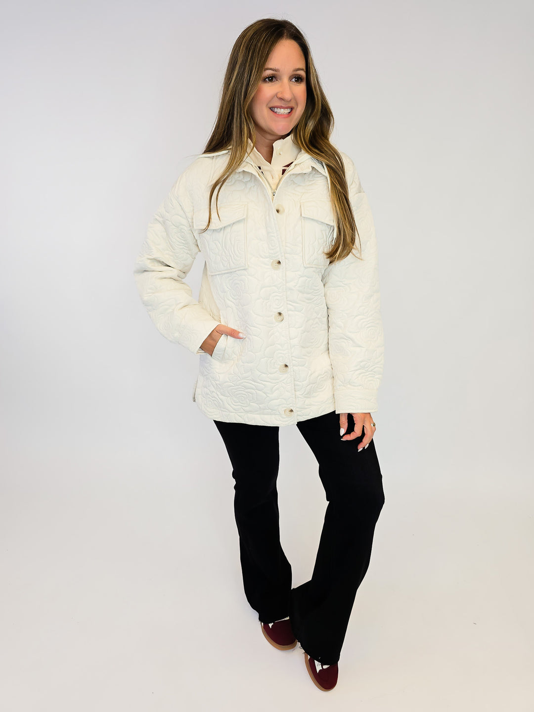 TWOFER HOODIE QUILTED JACKET - IVORY