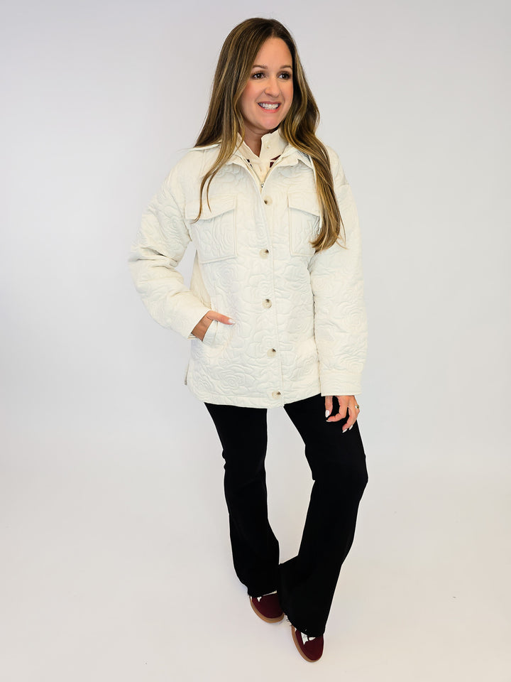 TWOFER HOODIE QUILTED JACKET - IVORY