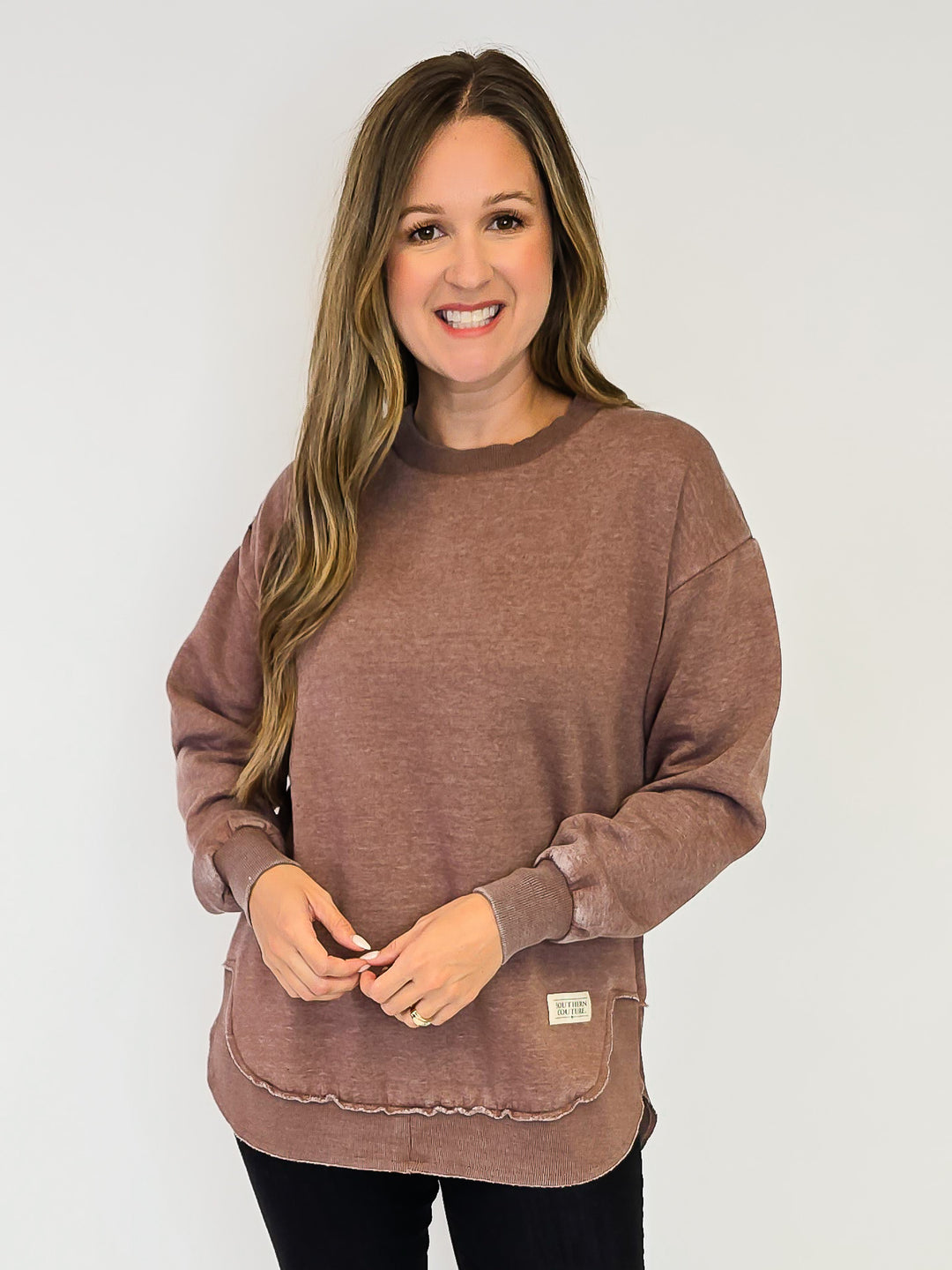 SOUTHERN COUTURE COMFY ROUND HERE TOP - EXPRESSO