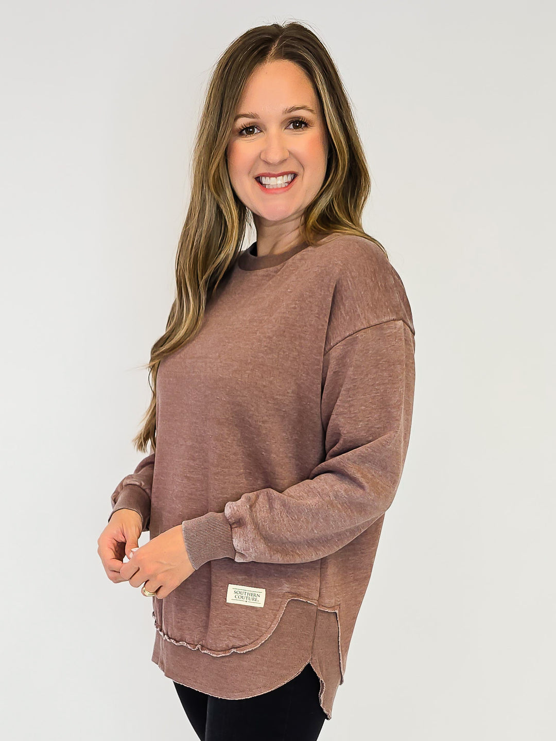 SOUTHERN COUTURE COMFY ROUND HERE TOP - EXPRESSO