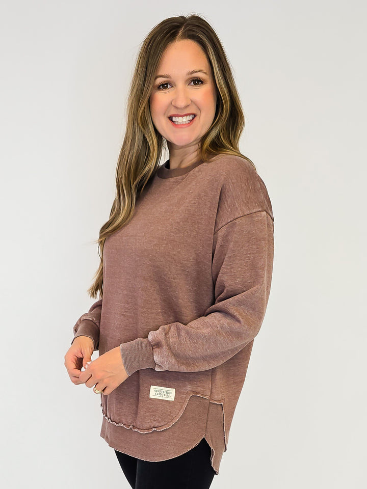 SOUTHERN COUTURE COMFY ROUND HERE TOP - EXPRESSO