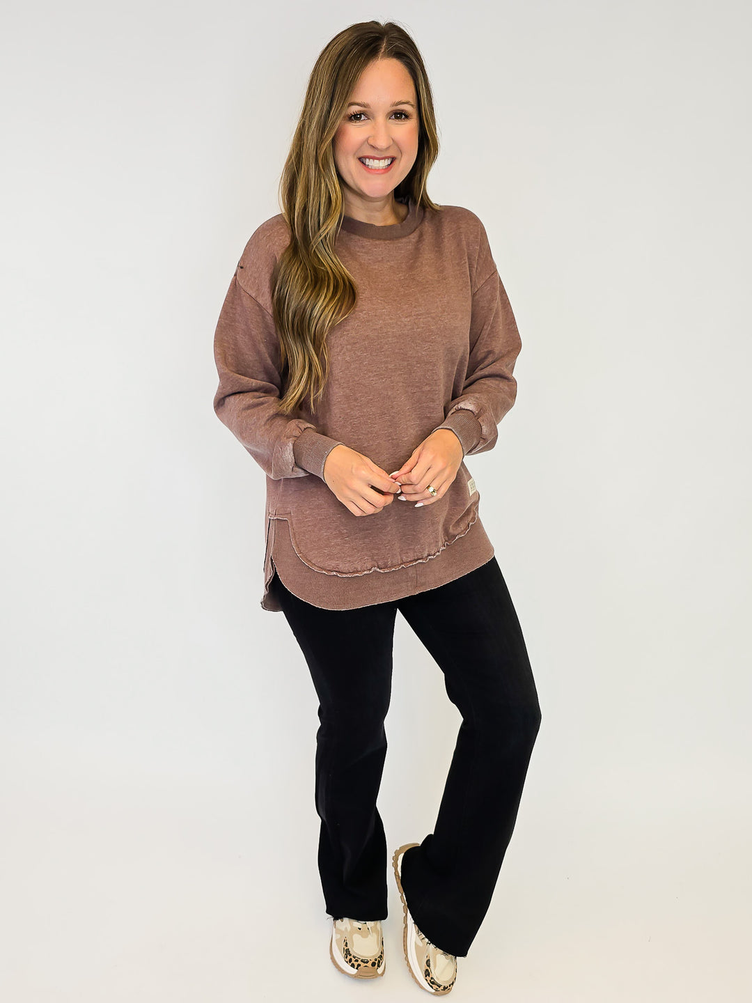 SOUTHERN COUTURE COMFY ROUND HERE TOP - EXPRESSO