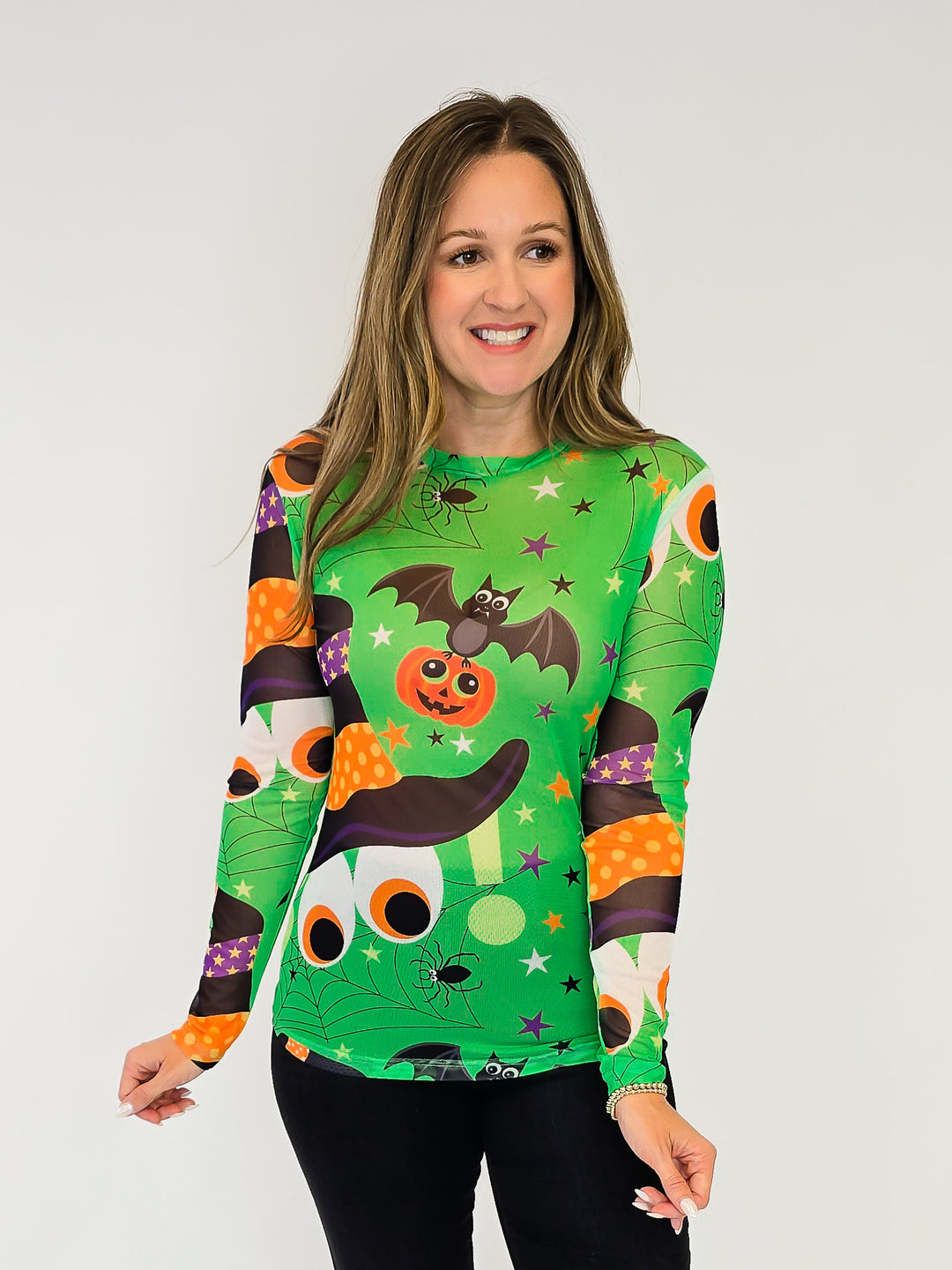 LONG SLEEVE MESH TOP - HALLOWEEN WITCH