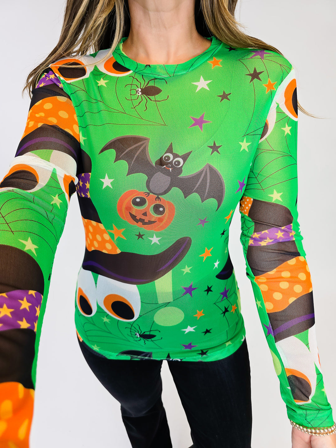 LONG SLEEVE MESH TOP - HALLOWEEN WITCH