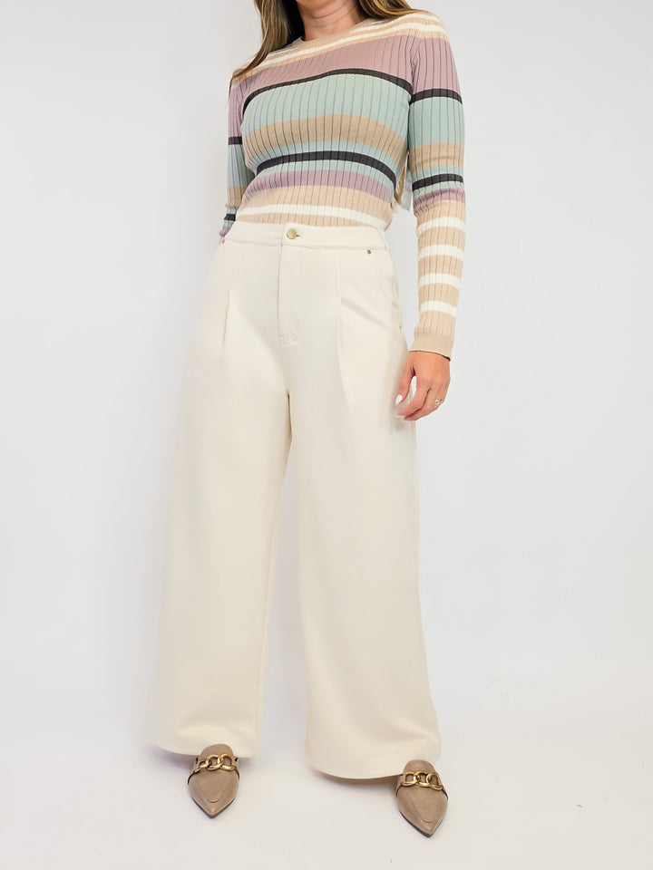 SUEDE TROUSER - IVORY