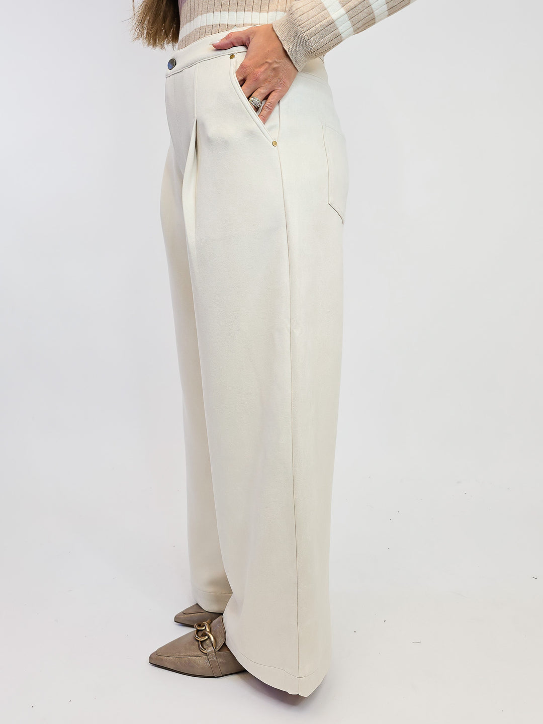 SUEDE TROUSER - IVORY