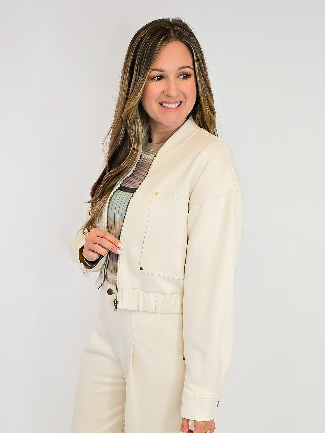 SUEDE BOMBER JACKET - IVORY