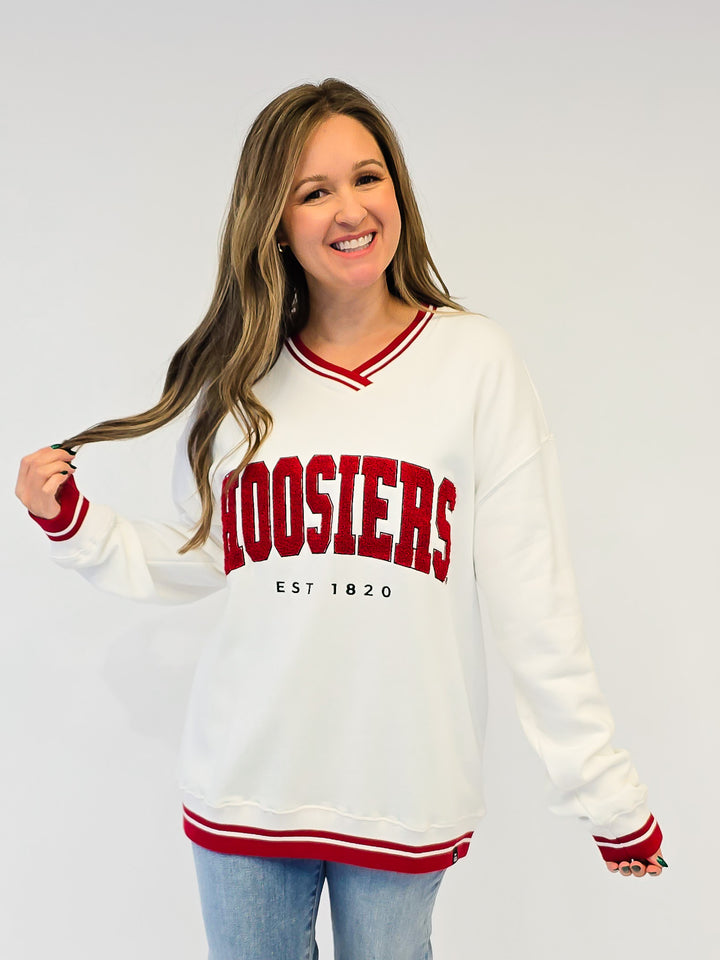 HOOSIERS VARSITY V-NECK PULLOVER - WHITE