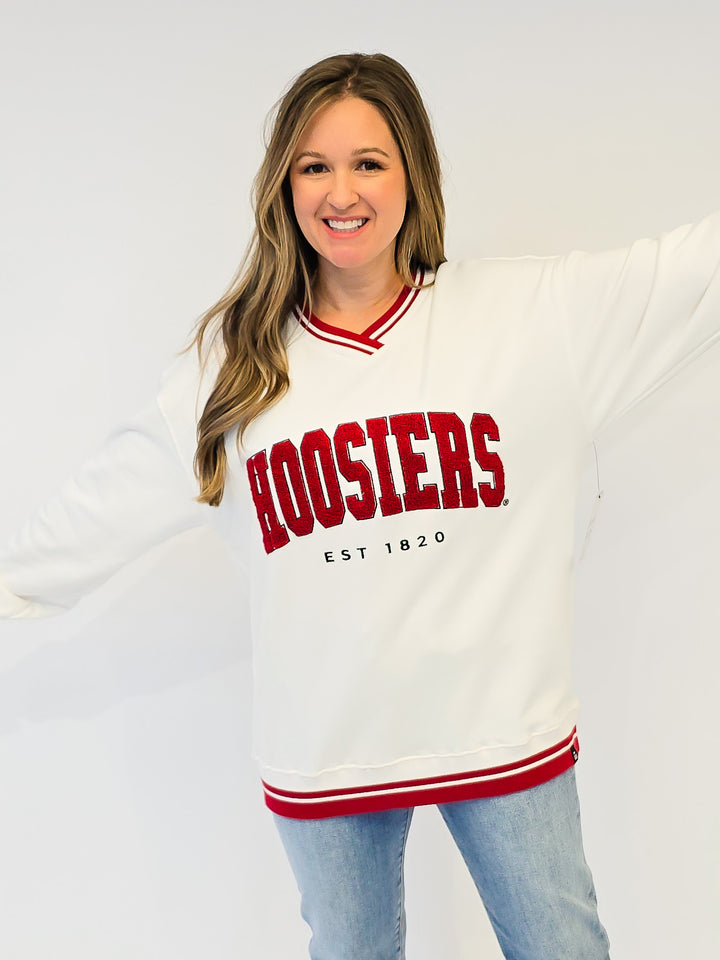 HOOSIERS VARSITY V-NECK PULLOVER - WHITE