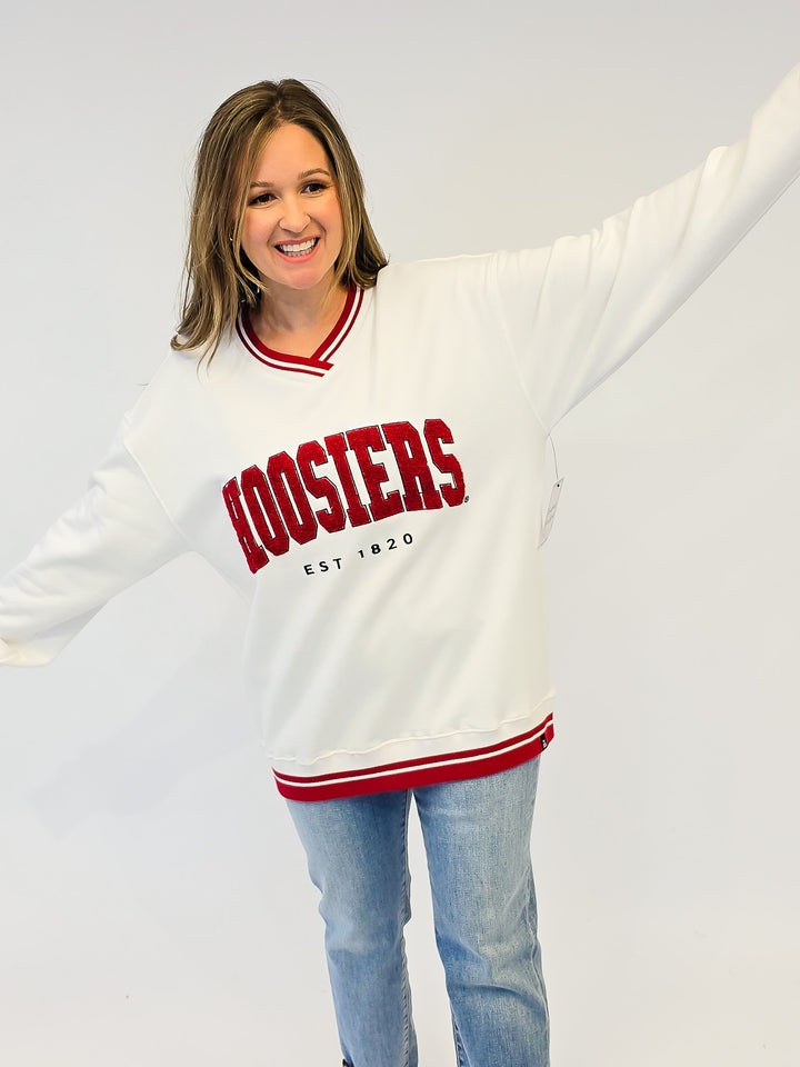HOOSIERS VARSITY V-NECK PULLOVER - WHITE