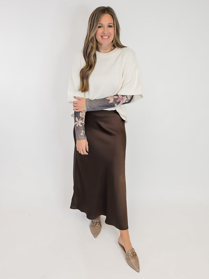 ELBOW SLEEVE BOXY SWEATER - BONE