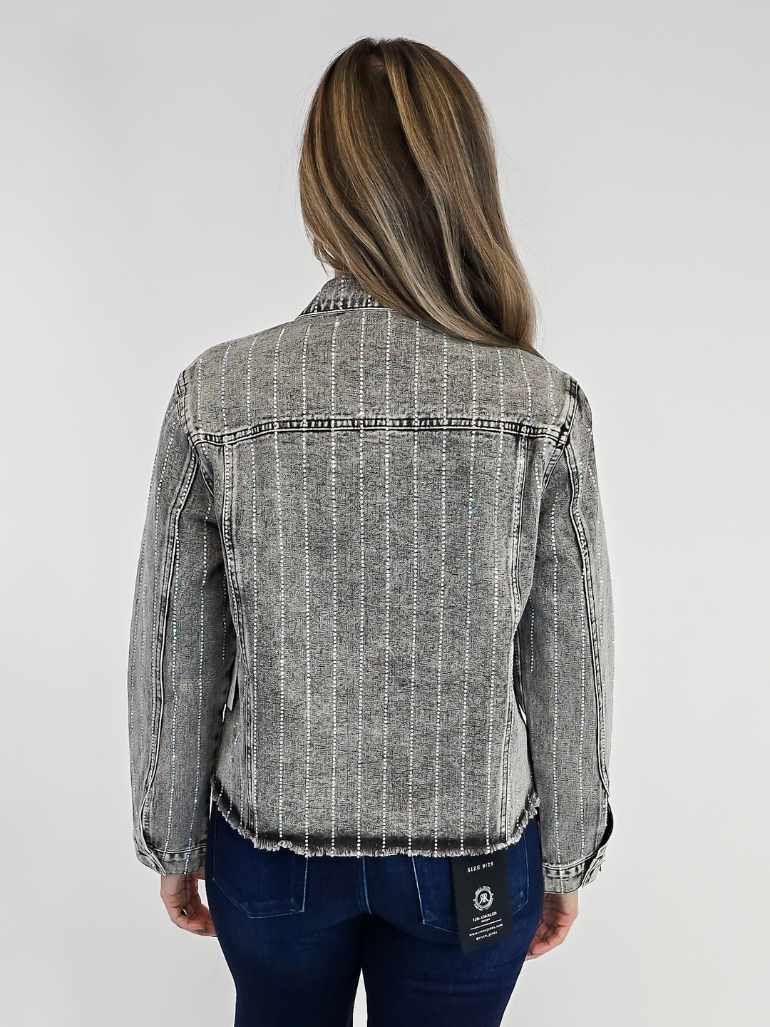 DENIM JACKET W/RHINESTONE DETAIL - BLACK