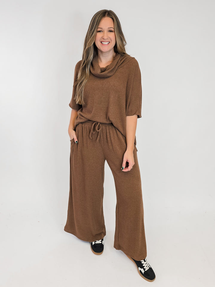 DEAR SCARLETT COWL NECK TOP - CHOCOLATE