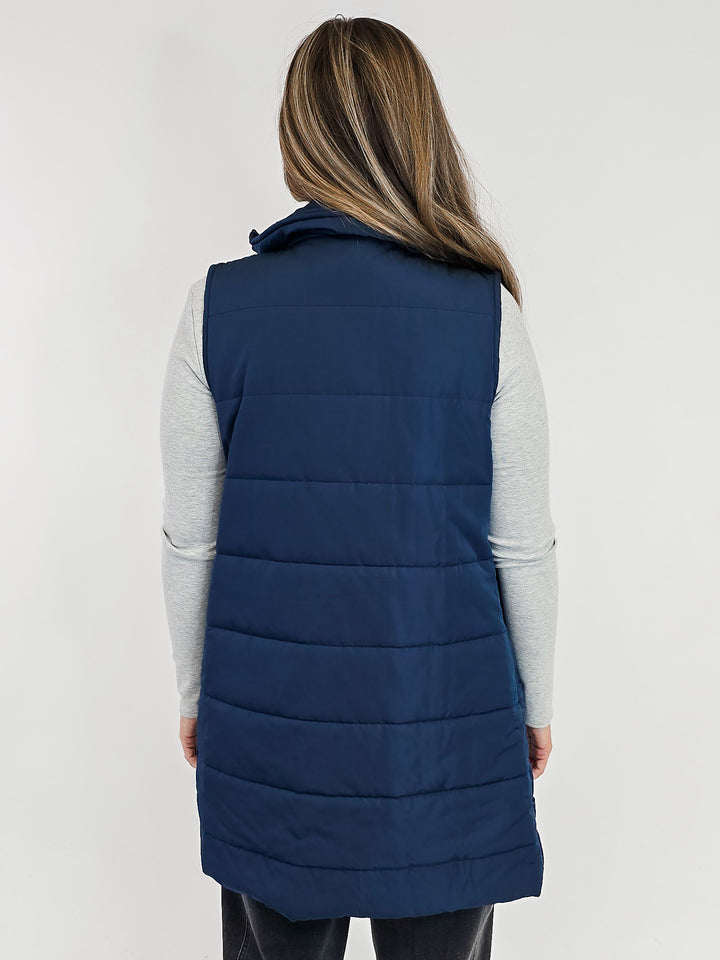 HARLOW LONG VEST - NAVY