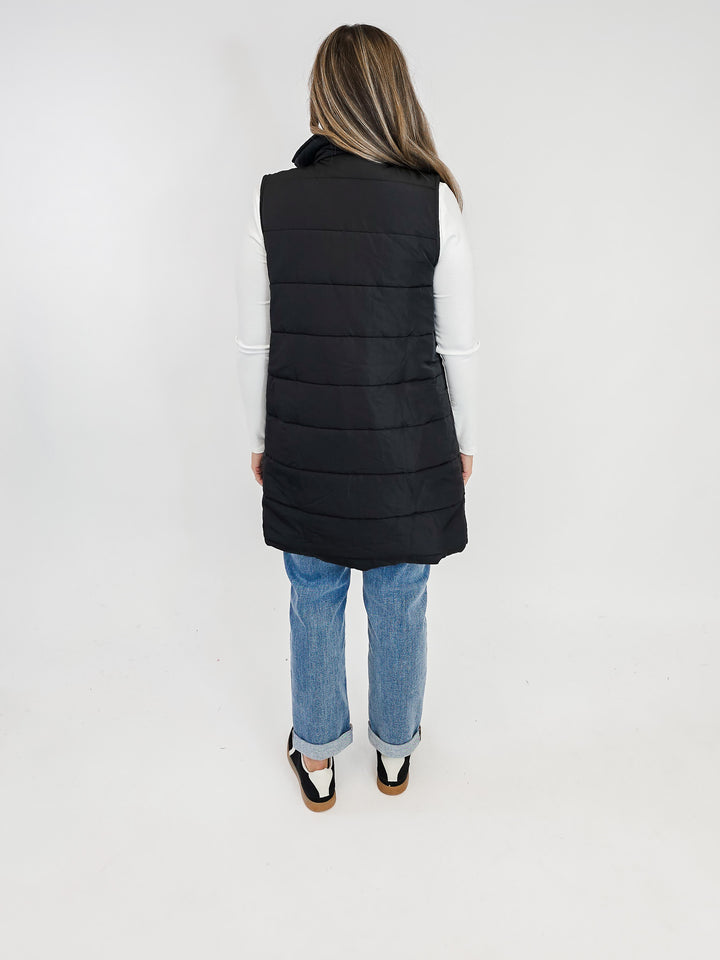 HARLOW LONG VEST - BLACK