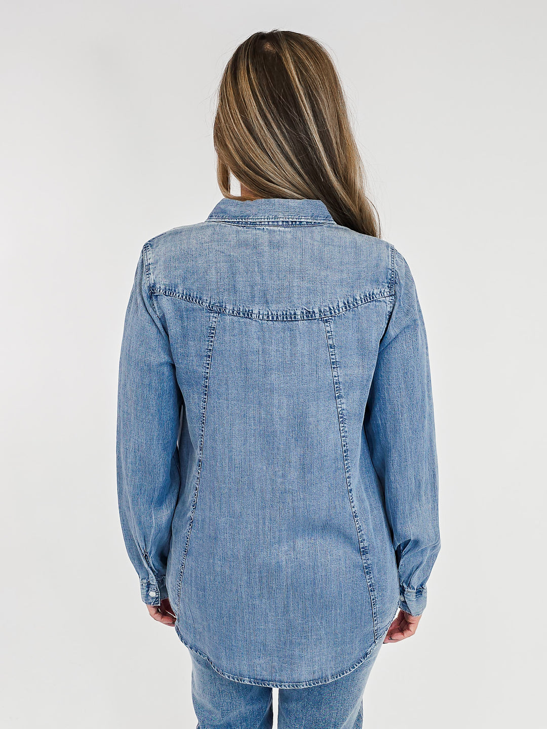 COLLARED BUTTON UP GINGER TOP - DARK INDIGO