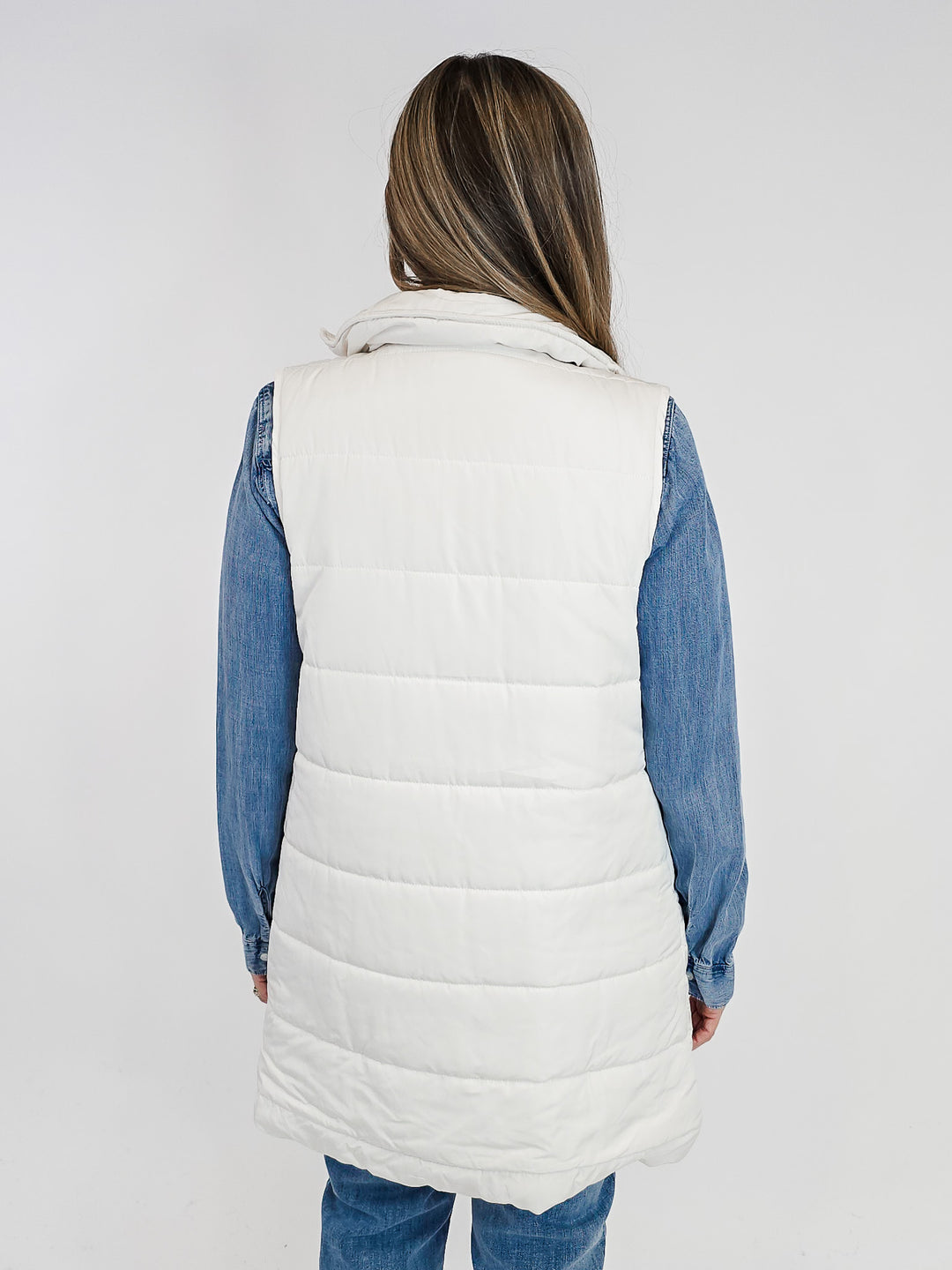 HARLOW LONG VEST - CREAM