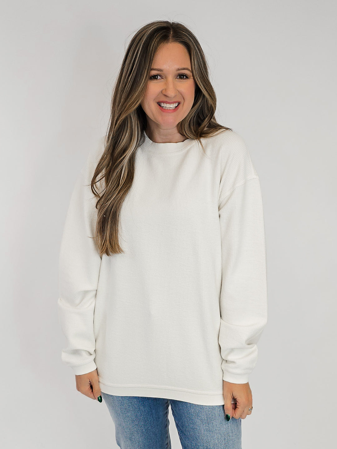 CORDED CREW NECK PULLOVER - EGGNOG