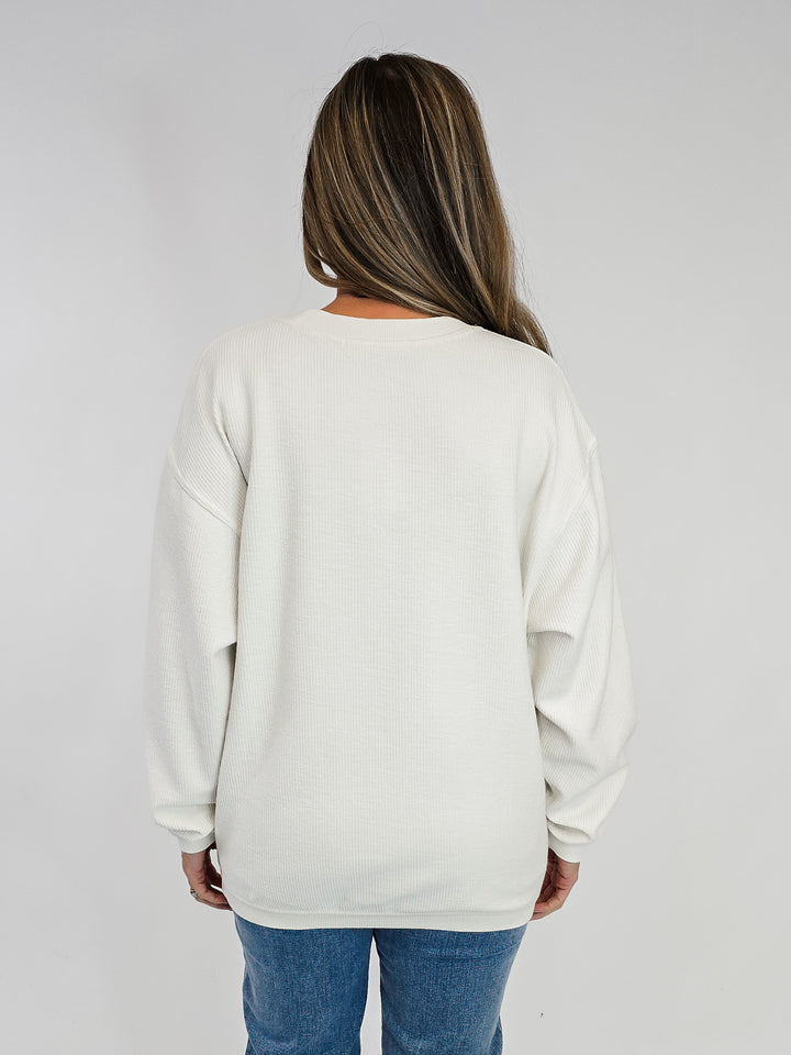 CORDED CREW NECK PULLOVER - EGGNOG