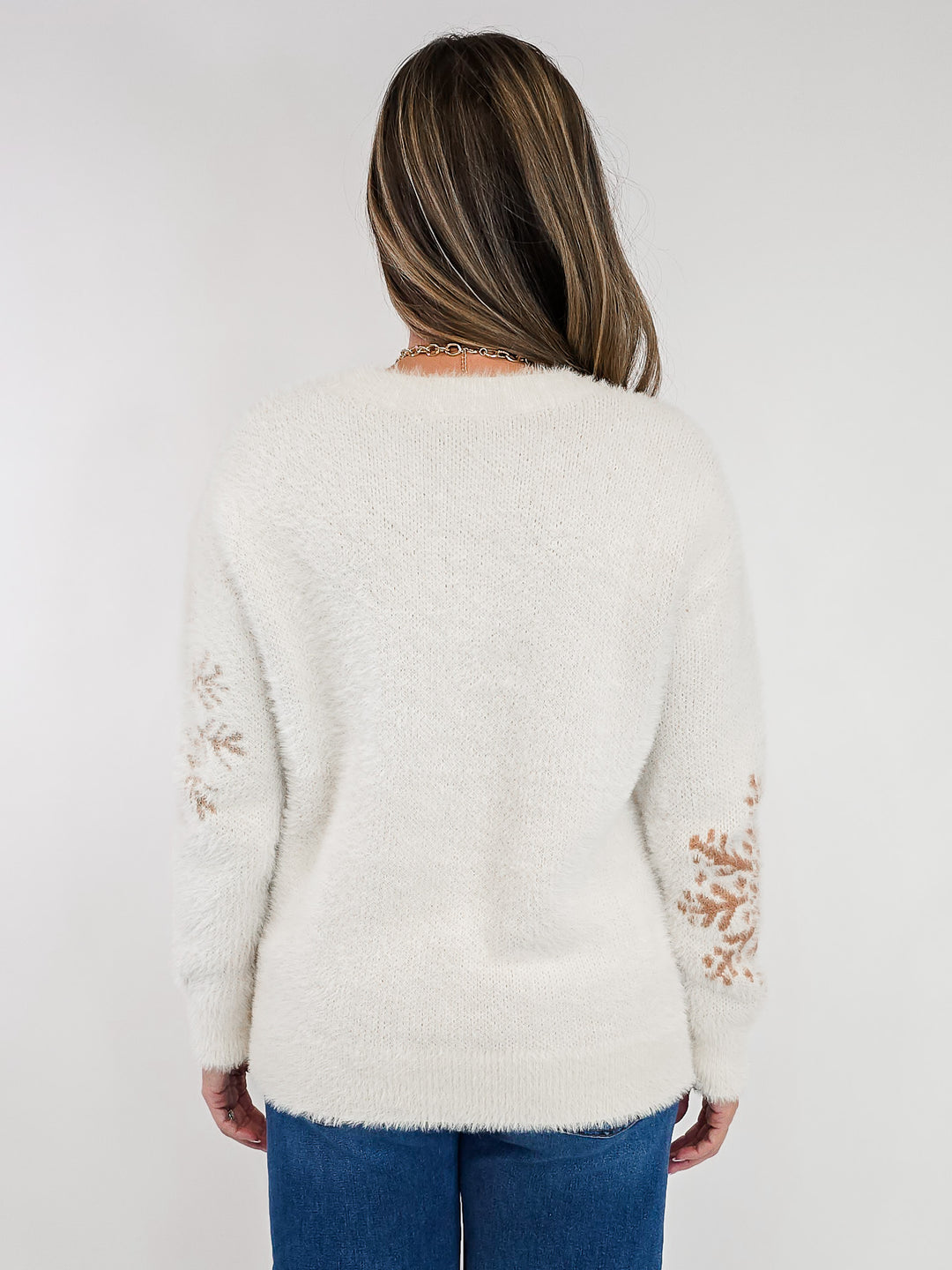 REINDEER FLUFFY YARN SWEATER - OATMEAL