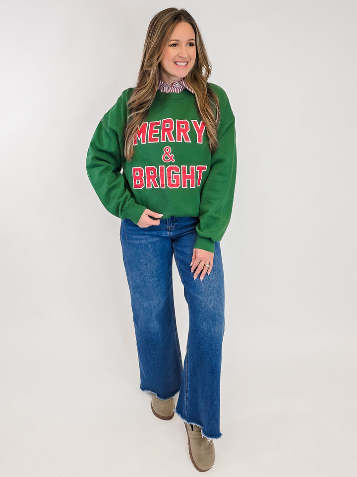MERRY AND BRIGHT SWEATSHIRT - FOREST