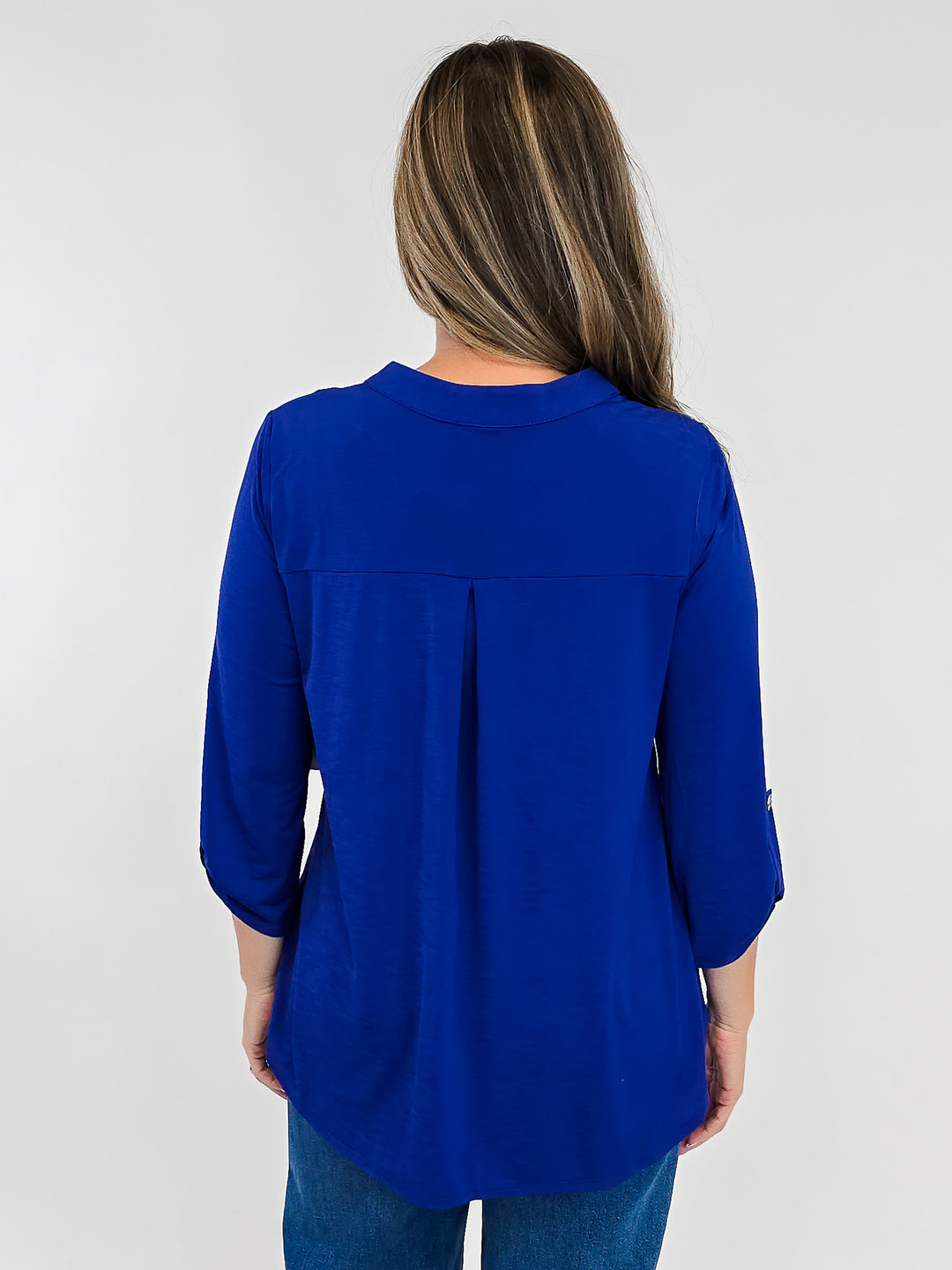DEAR SCARLETT LIZZY 3/4 SLEEVE SOLID TOP - ROYAL BLUE