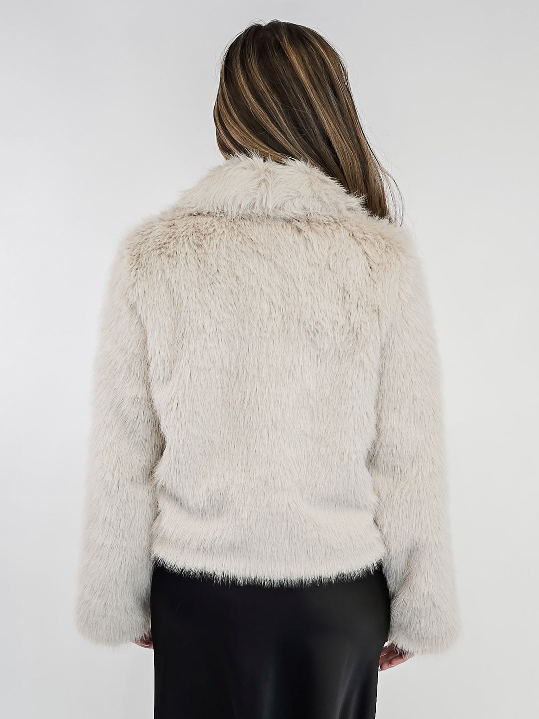 ZIP UP FUR JACKET - CHAMPAGNE