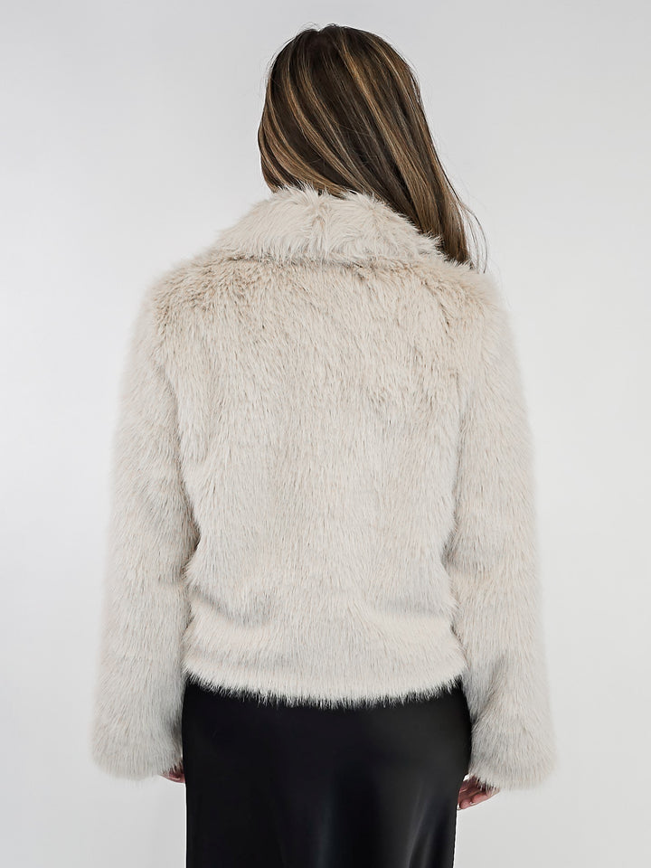 ZIP UP FUR JACKET - CHAMPAGNE