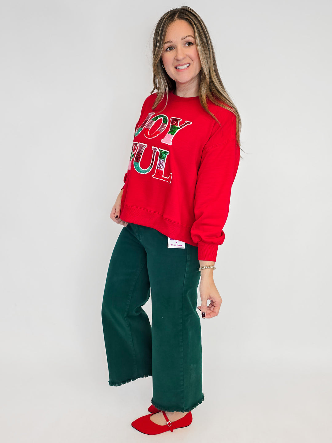 JOYFUL CREW NECK MILLIE SWEATSHIRT - RED