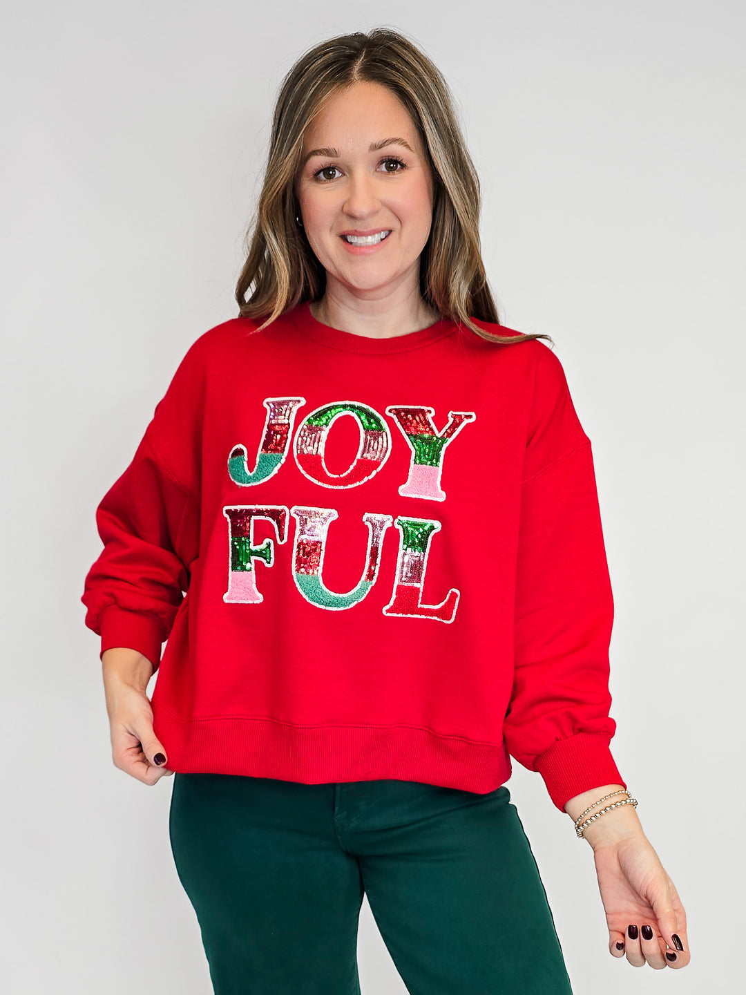 JOYFUL CREW NECK MILLIE SWEATSHIRT - RED