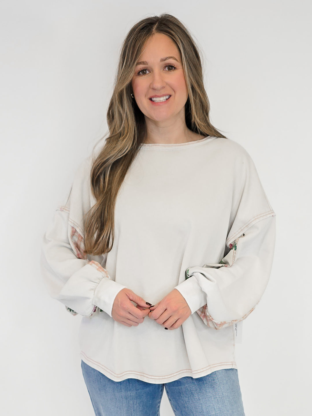 DOLMAN SLEEVE WASHED TERRY PULLOVER - MUSHROOM