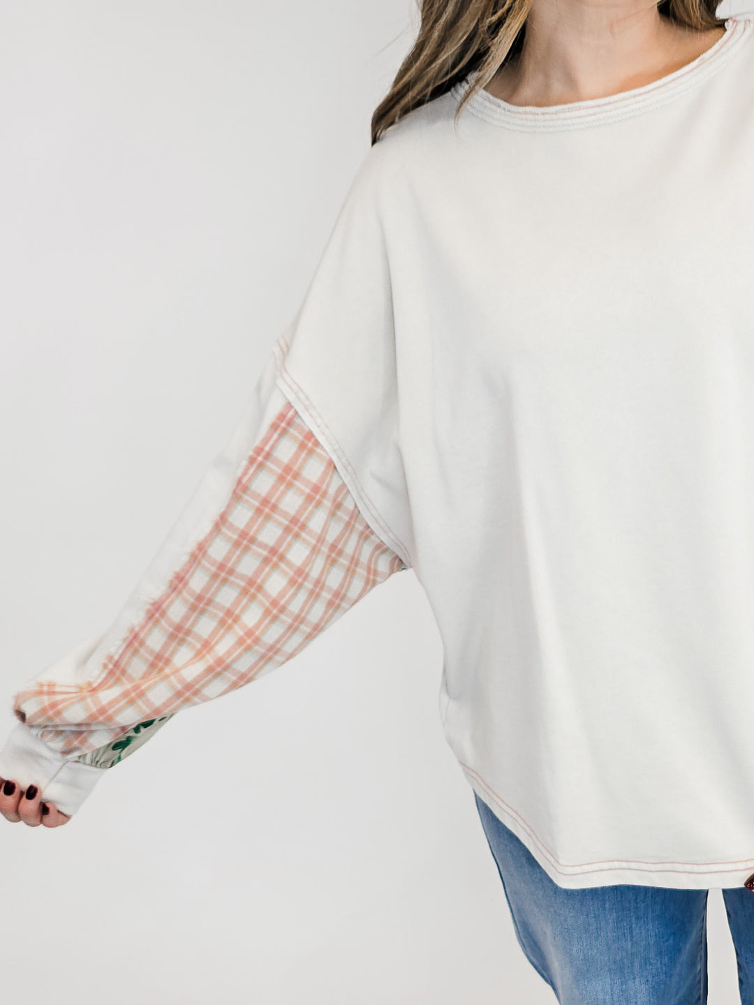 DOLMAN SLEEVE WASHED TERRY PULLOVER - MUSHROOM