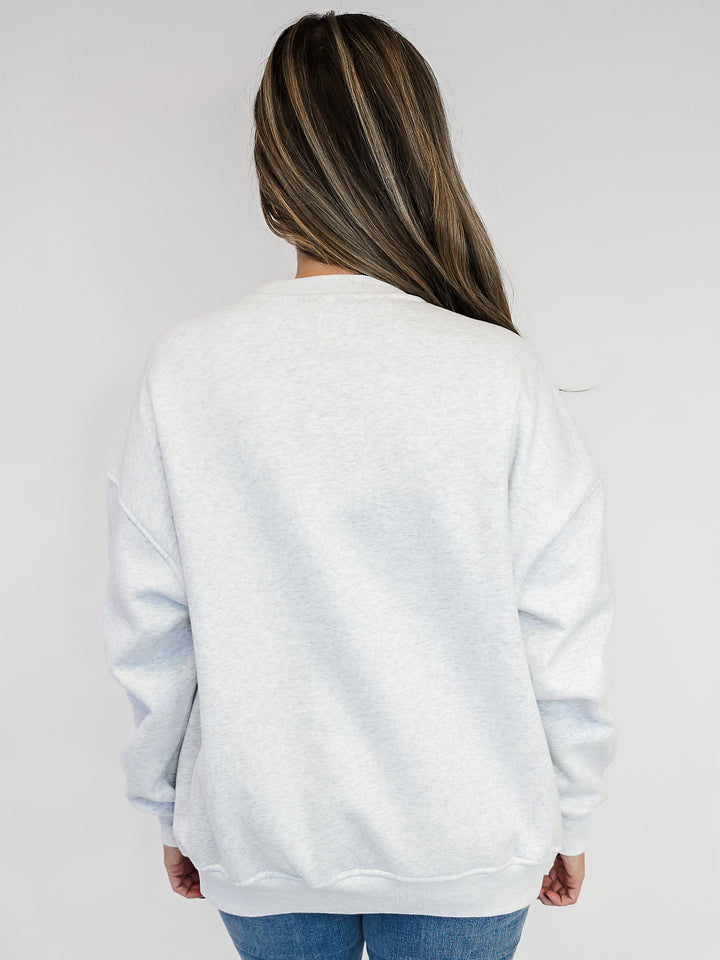 EMBROIDERED UNITED STATES OF AMERICA SWEATSHIRT - PEARL GREY