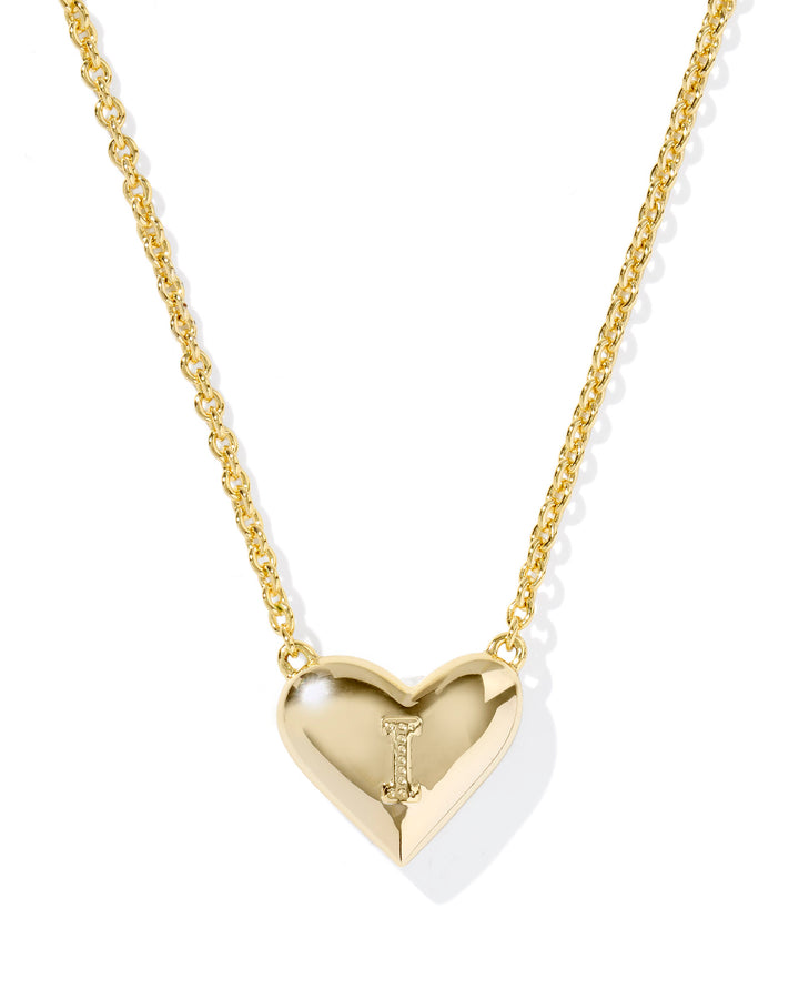 KENDRA SCOTT HEART LETTER I SHORT PENDANT INITIAL NECKLACE - GOLD IVORY MOP
