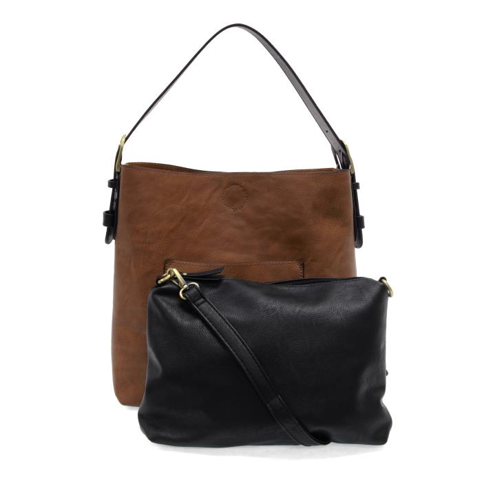 CLASSIC HOBO HANDBAG - PECAN W/BLACK HANDLE