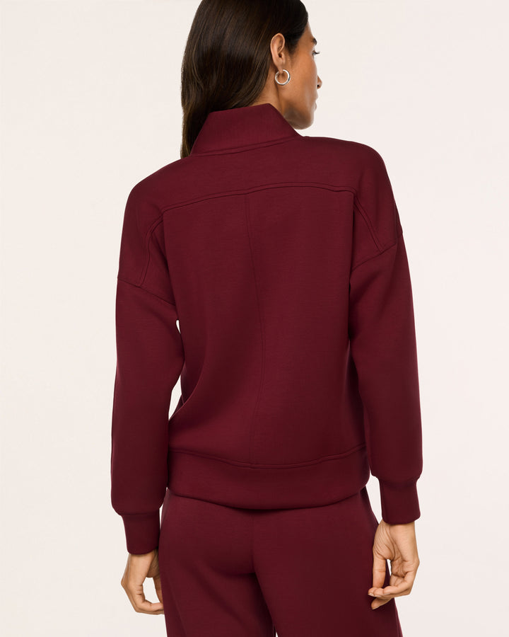 SPANX AIRESSENTIALS V NECK LONG SLEEVE TOP - VINO