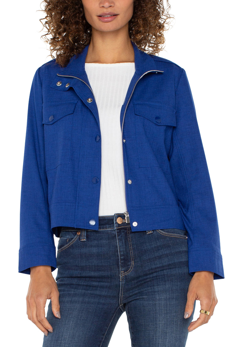 UTILITY CROP JACKET - BLUE TOPAZ